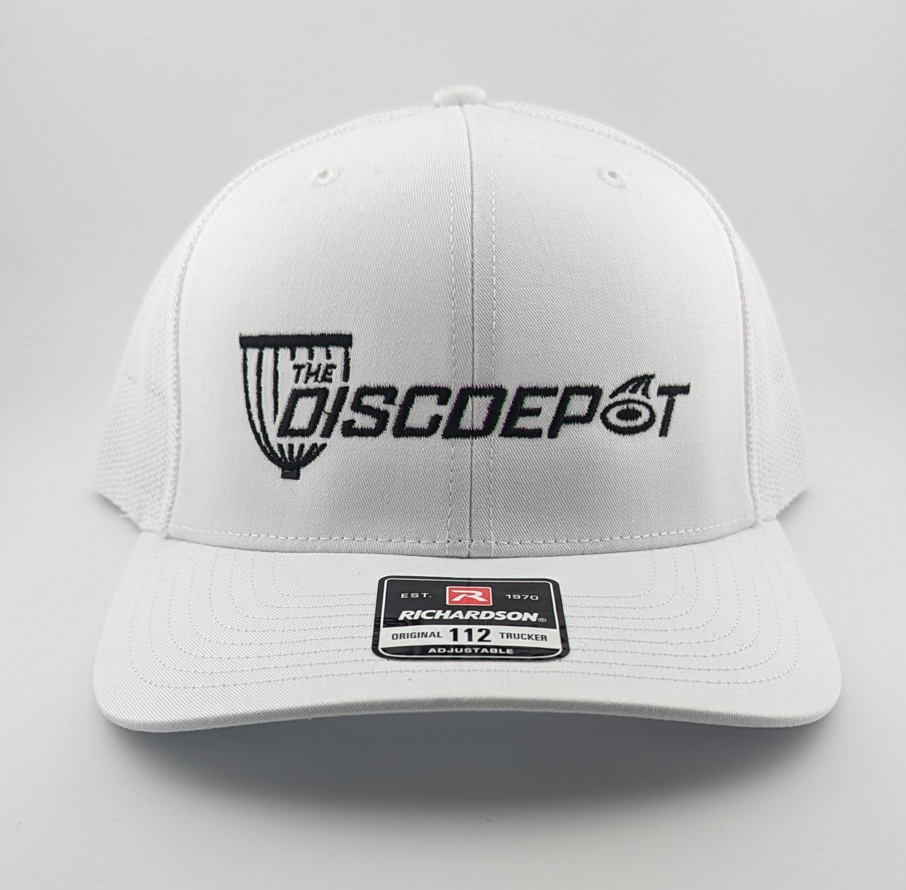 Buy all-white-black-logo The Disc Depot Richardson 112 Trucker Hat